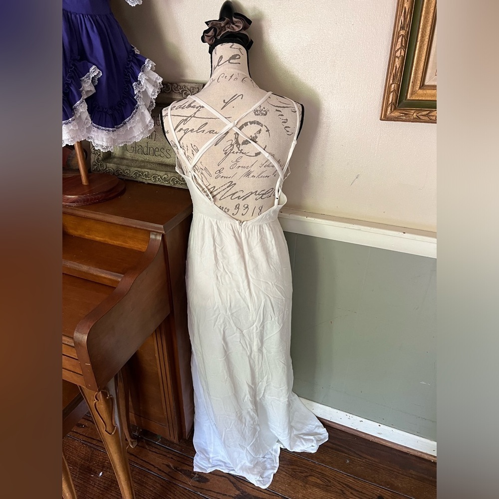 Women’s White Lace Embroidered Sleeveless Maxi Dress M - Picture 5 of 6